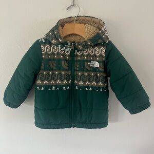 The North‎ Face Reversible Mount Chimbo Hooded Jacket Green Fairisle Print